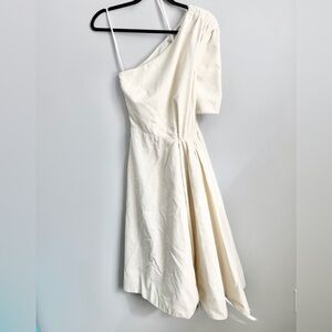 Emilia Wickstead Size US 2 • Ivory Velvet One Shoulder Gown Dress.